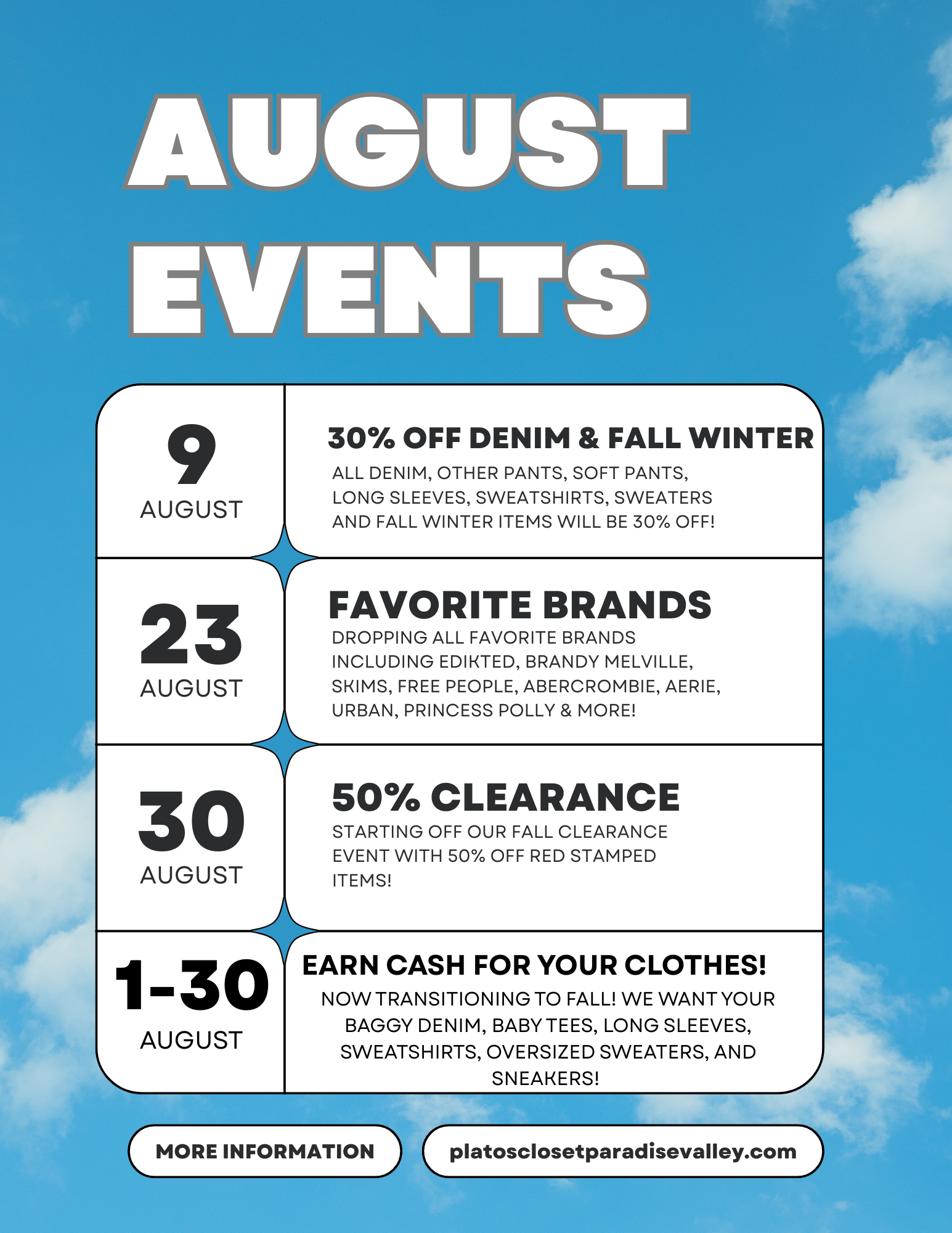 August Events and Promotions